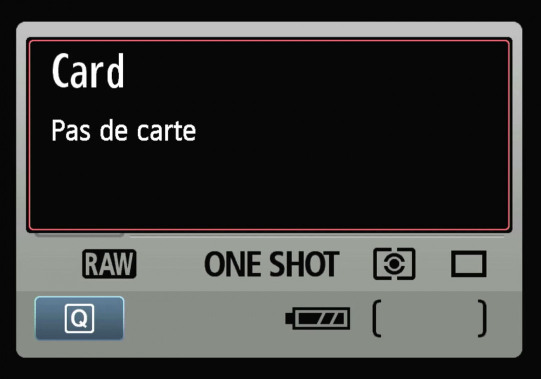 Pas de carte mémoire dans l'appareil photo