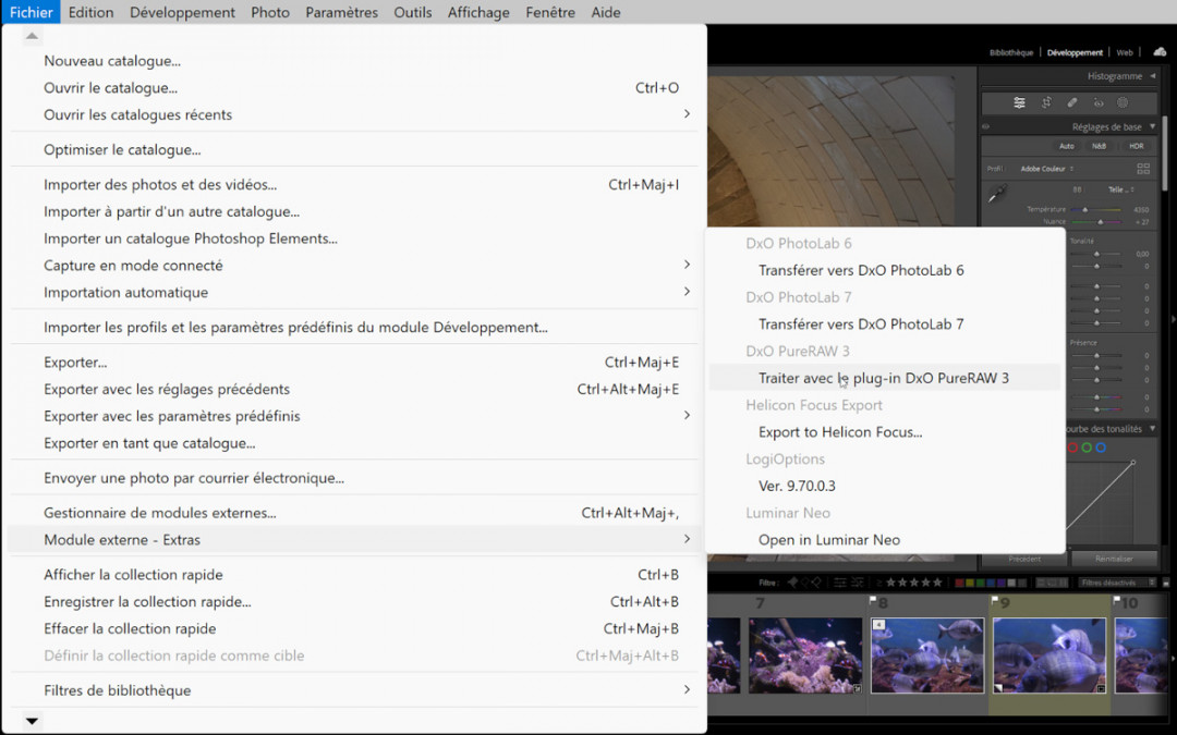 DxO PureRAW module externe dans Adobe Lightroom Classic