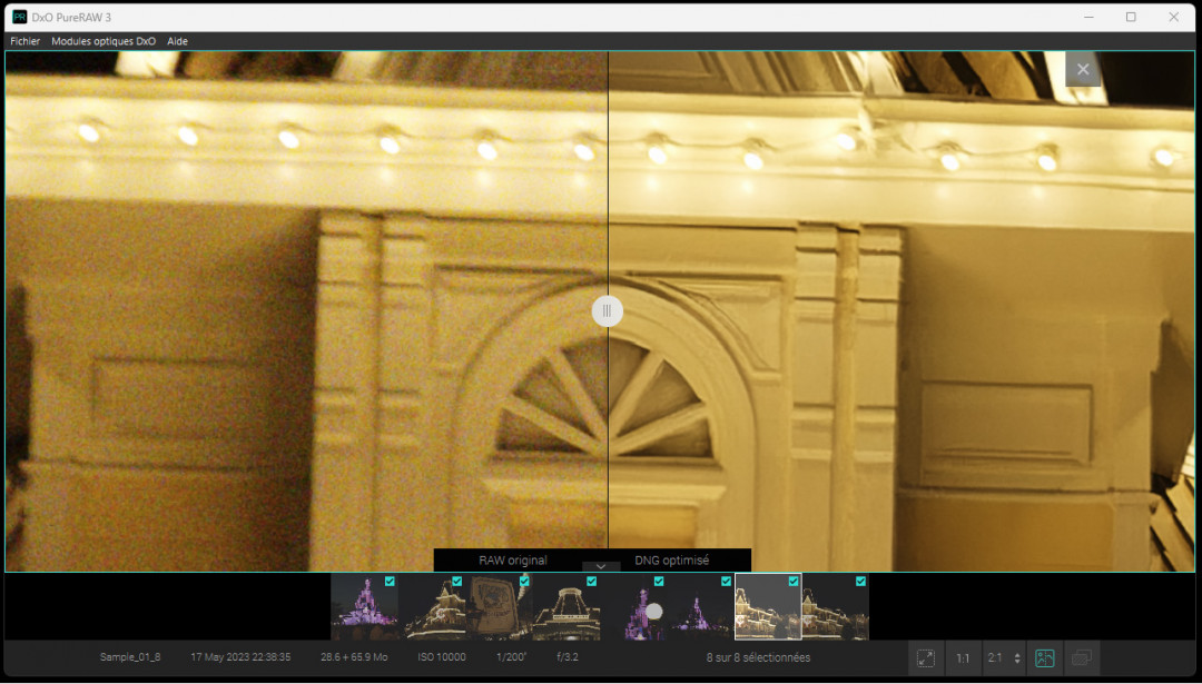 DxO PureRAW comparer les résultats