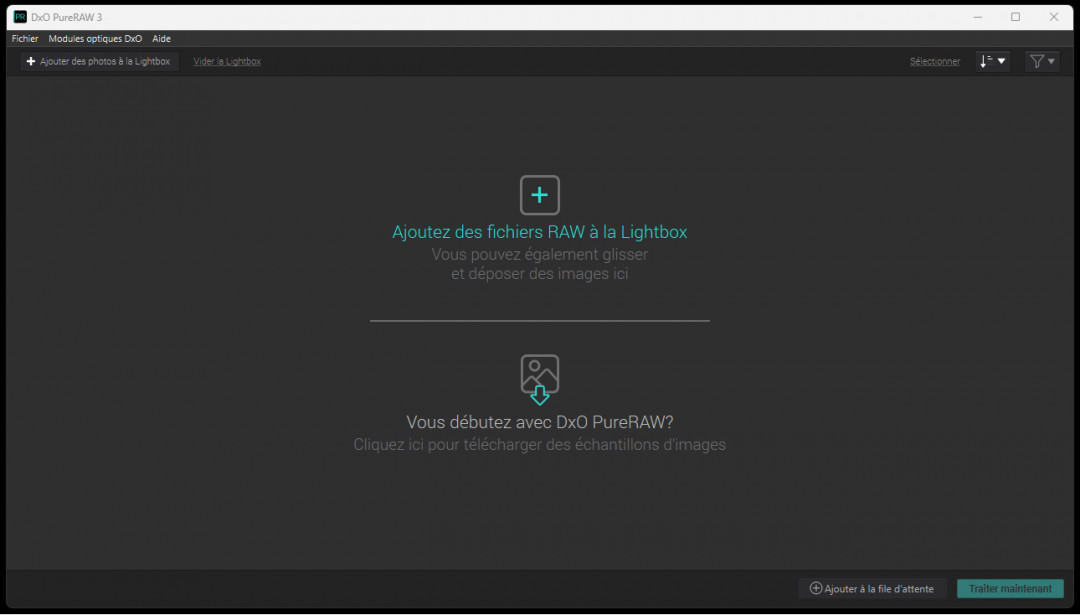Interface DxO PureRAW