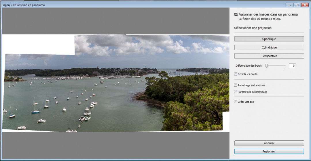 Fusion de photos panorama dans Lightroom